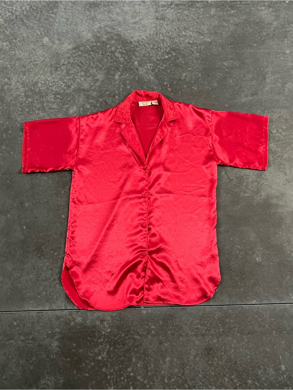 Vintage Victoria’s Secret Gold Label Red Satin Sleep Shirt